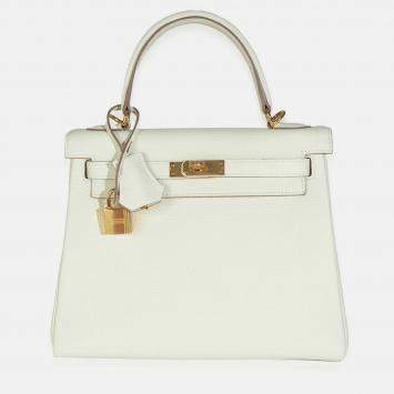 Pre Owned Hermes  Kelly 25  Mushroom Togo Retourne Bag