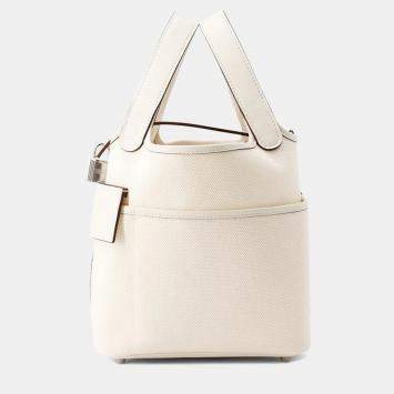 Pre Owned Hermes Picotin Lock 18  Cargo Nata Swift Leather Toile Goelan Bag 