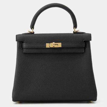 مملوكة مسبقًا Hermes Kelly Retourne Sewing Black Togo Leather Size 25