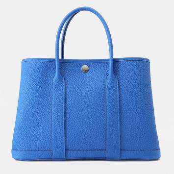 Pre Owned Hermes Garden Party Blue Hydra Negonda Leather Size Tpm