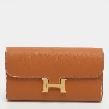 Pre Owned Hermès Constance Natural Epsom Leather To Go Wallet