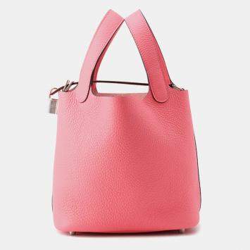 Pre Owned Hermes Picotin Lock Rose Azalee Taurillon Clemence Size PM