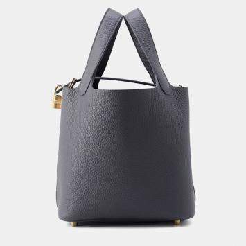 Pre Owned Hermes Picotin Lock Ardoise Taurillon Clemence Size 18 