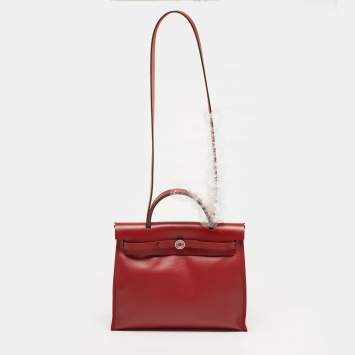 مملوكة مسبقًا Hermès Herbag Zip 31 Rouge Piment/Ecru Berline Toile and Vache Hunter Top Handle Bag