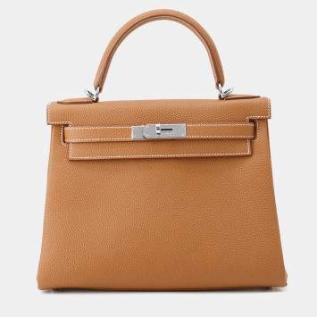 Pre Owned حقيبة هيرمس كيلي ريتورن جلد توغو ذهبي حجم 28