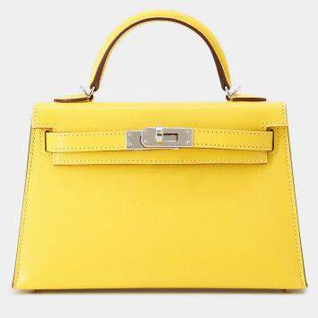 Pre Owned Hermes Mini Kelly 2 Jaune De Naples Chevre Shamqila