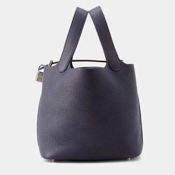 Pre Owned Hermes Picotin Lock Blue Nuit Taurillon Clemence 18