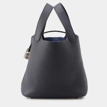 Pre Owned Hermes Picotin Lock Blue Nuit Taurillon Clemence Size PM