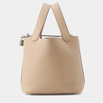 مملوكة مسبقًا Hermes Picotin Lock Beige Marfa Taurillon Clemence Size Pm