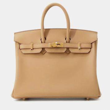 Pre Owned حقيبة هيرمس بيركين 25 جلد سوفت بيج 