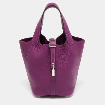 Pre Owned Hermes Anemone Taurillon Clemence Leather Picotin Lock 18 Bag