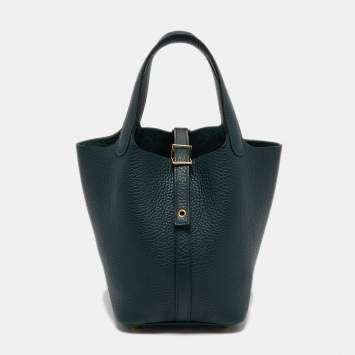 Pre Owned Hermes Vert Cypress Taurillon Clemence Leather Picotin Lock 18 Bag