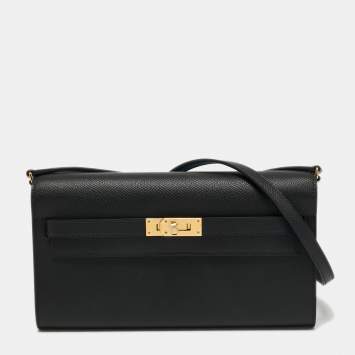 Pre Owned Hermes Noir Epsom Leather Kelly To Go Wallet
