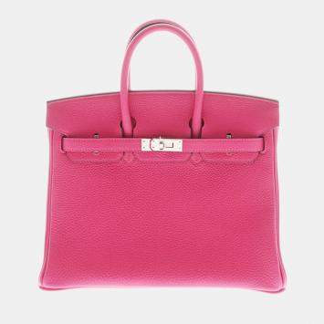 Hermes Pink Togo Leather Palladium Finish Birkin 25 Bag