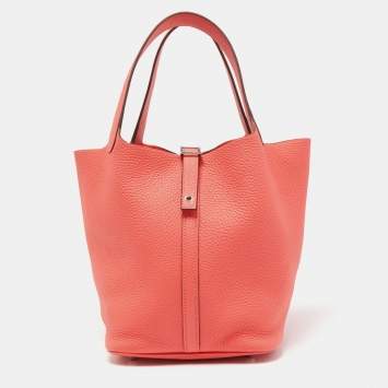 Pre Owned Hermès Rose Texas Taurillon Clemence Leather Picotin Lock 22 Bag