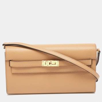 Pre Owned Hermès Chai/Mauve Sylvestre Epsom Leather Kelly To Go Wallet