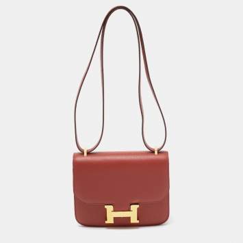 Pre Owned Hermès Cuivre Epsom Leather Gold Finish Constance III Mini Bag