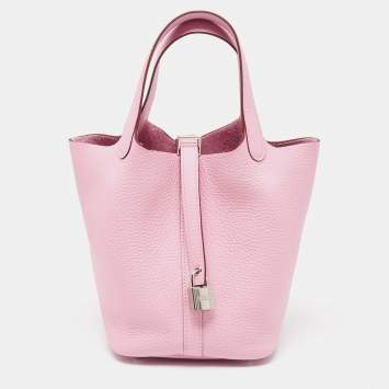 Pre Owned Hermes Mauve Sylvestre Taurillon Clemence Leather Picotin Lock 18 Bag