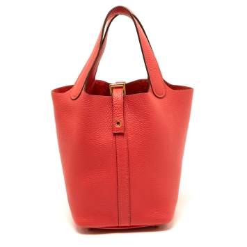 Pre Owned Hermès Rose Jaipur Taurillon Clemence Leather Picotin Lock 18 Bag