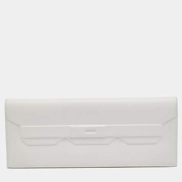 Pre Owned Hermès Gris Pale Swift Leather Birkin Shadow Clutch