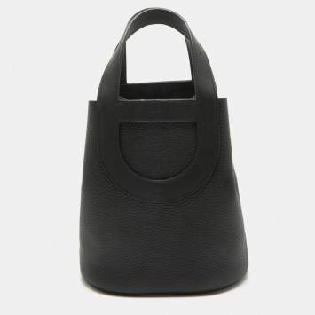 Pre Owned Hermes Noir Taurillon Clemence and Swift Leather In The Loop 18 Bag