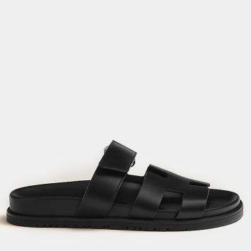 Hermes Black Rubber Chypre Sandal 34.5