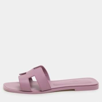 Pre Owned Hermes Bruyère Leather Oran Flat Sandals Size 41.5