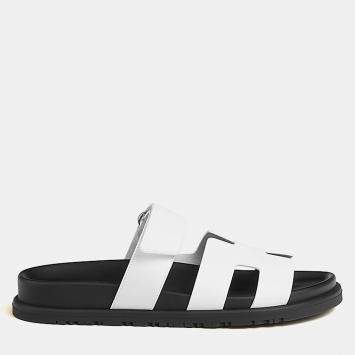 Pre Owned Hermes Chypre Sandal Size 42 Blanc Calfskin