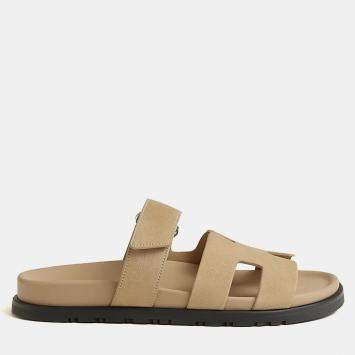 Pre Owned Hermes Chypre Sandal Size 35 Beige Lin Calfskin 