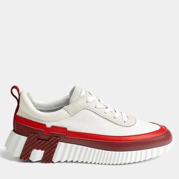 Pre Owned Hermes Bouncing Size 36 Multicolor Blanc Knit/Suede/Calfskin Sneakers