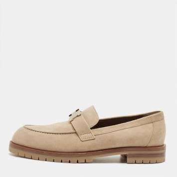 مملوكة مسبقًا Hermès Faubourg Size 40.5 Beige Suede Slip On Loafers