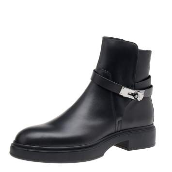 مملوكة مسبقًا Hermes Black Leather Veo Ankle Boots Size 40