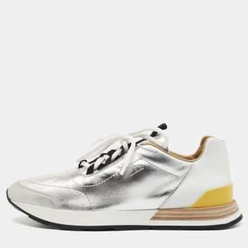 Pre Owned Hermes Tricolor Leather Buster Sneakers Size 39.5