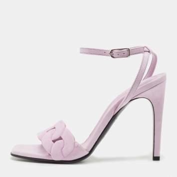 Pre Owned Hermes Purple Suede Gala Ankle Cuff Sandals Size 38
