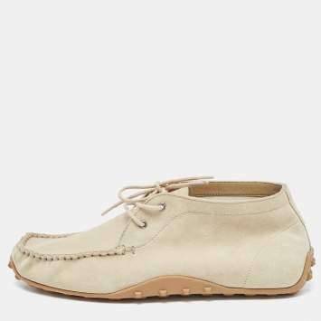 Pre Owned Hermes Beige Suede Faubourg Slip On Loafers Size 39