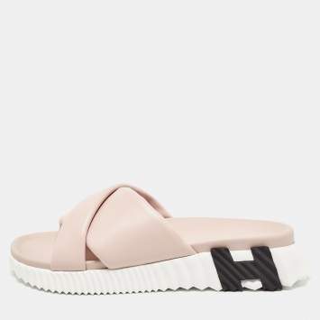 Pre Owned Hermès Pink Leather Infra Sandals Size 37
