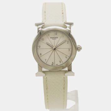 Pre Owned Hermes Silver Stainless Steel Heure H HR1.210 Quartz Women's Wristwatch 25 mm