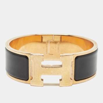Pre Owned Hermes Clic Clac H Enamel Gold Plated Bracelet