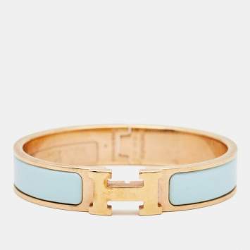 Pre Owned Hermes Clic H Enamel Gold Plated Bracelet