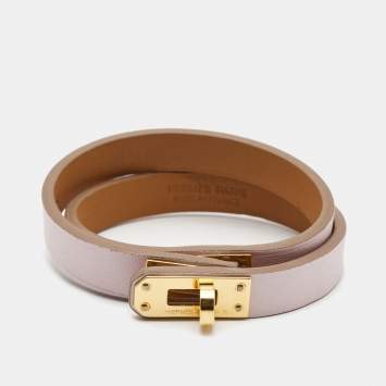 Pre Owned Hermès Kelly Mini Leather Gold Plated Bracelet
