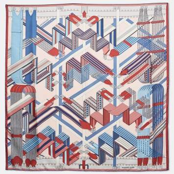 مملوكة مسبقًا Hermes Multicolor Printed Sangles en Zig Zag Scarf 