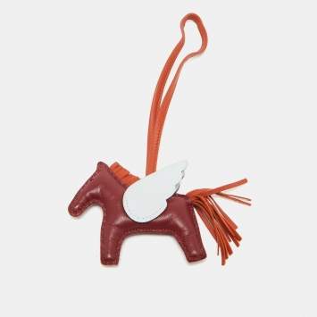 Pre Owned Hermes Rouge/Cornaline/Bleu Brume Milo Leather GriGri Rodeo Pegase Bag Charm PM