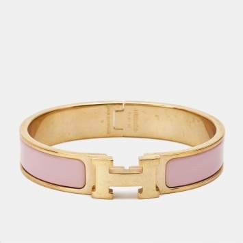 Pre Owned Hermès Clic H Enamel Gold Plated Bracelet