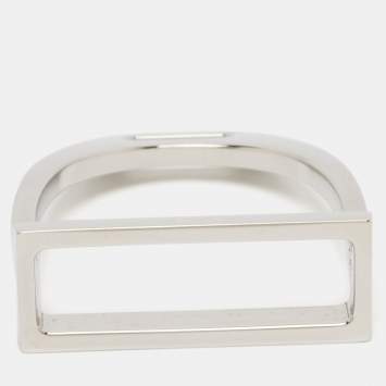 Pre Owned Hermès Etrier 90 Palladium Plated Scarf Ring