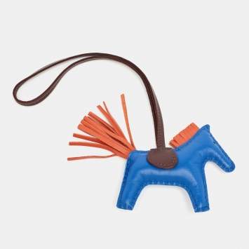 Pre Owned Hermes Bleu de France/Cornaline/Rouge Sellier Milo Leather GriGri Rodeo Bag Charm PM
