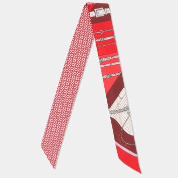 Hermes Multicolor Clic-Clac Modern Cannage Silk Twilly 