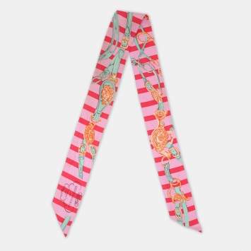 Pre Owned Hermes Pink Brides De Gala Bayaderes Silk Twilly