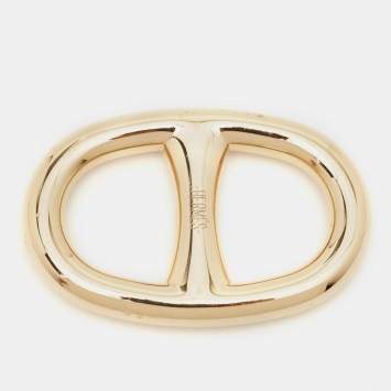 Pre Owned Hermes Chaine D'Ancre Gold Tone Scarf Ring