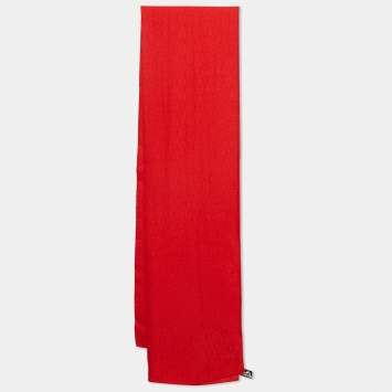 Pre Owned Hermès Red H Pattern Cashmere & Silk Stole 