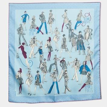 Pre Owned Hermès Blue Printemps Ete 69 Automne Hiver 70 Silk Gavroche Scarf 45